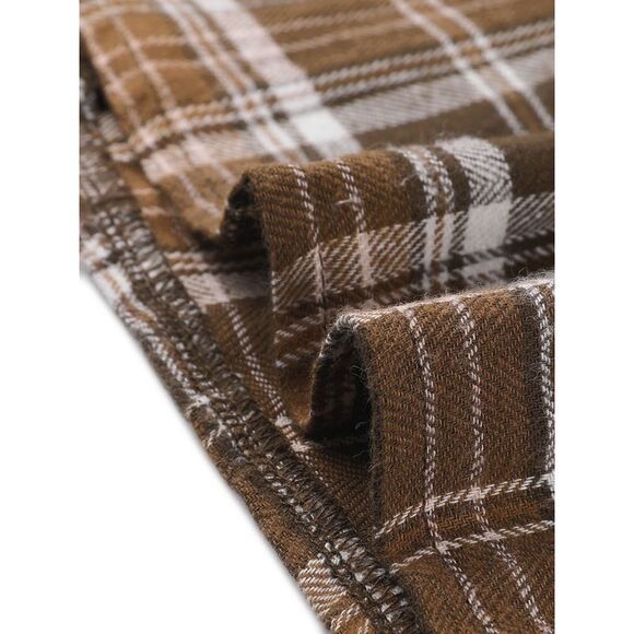 Plaid Vintage Sleeveless Tie Waist A-Line Overall Pinafore Dresses Brown - Picture 5 of 5